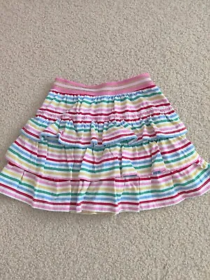 Mini Boden Girls Tiered Ruffle Rainbow Striped Skort Size 9-10  • $14.99