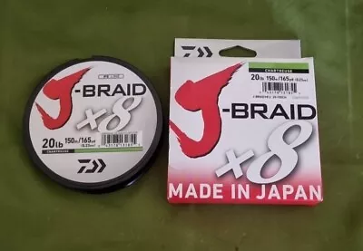 Daiwa J Braid X8 20lb 150m Chartreuse Braided Fishing Line New In Box  • $24