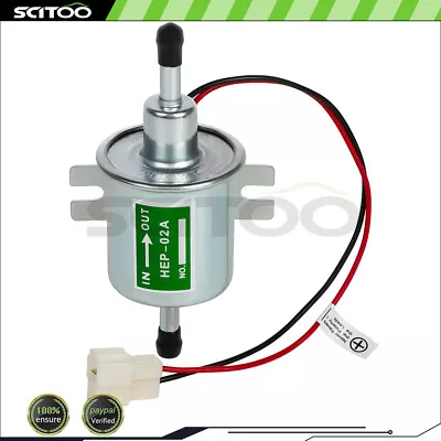 $10.29 • Buy 12V Universal Fuel Pump Gas Diesel Inline Low Pressure HEP-02A BHEP-02A
