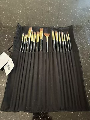 Indigo Artist Paint Brush Set In Roll Up Fabric Case - Unwanted Present • £10