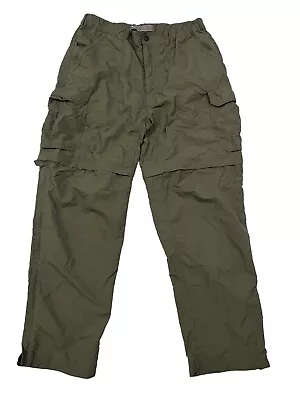 REI Hiking Pants Mens Large 33x30 Olive Green Convertible Cargo Outdoor Gorpcore • $16.95