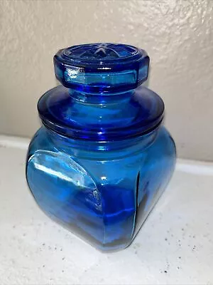 Anchor Hocking Canister 7.5” Apothecary Canister Candy Jar Blue VTG • $20