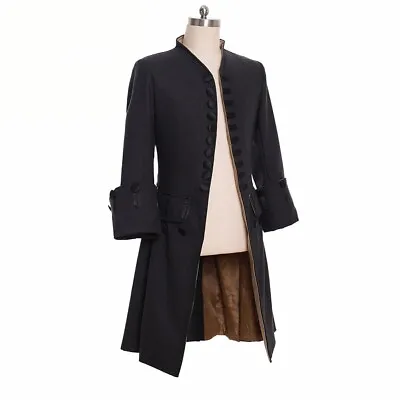 Men Regency Outfit Tailcoat 18th Century Colonial Military Black Coat Fast Ship • $228.14
