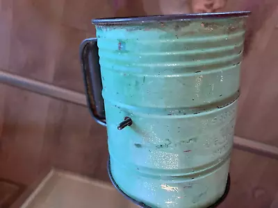 Vintage Bromwell's Bee Flour Sifter Pat. 1.753.995 Turquoise Aqua Blue Green • $10