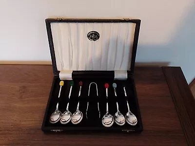 Vintage James Walker Ltd Boxed Set Of EPNS Coffee Spoons & Sugar Tongs • £16