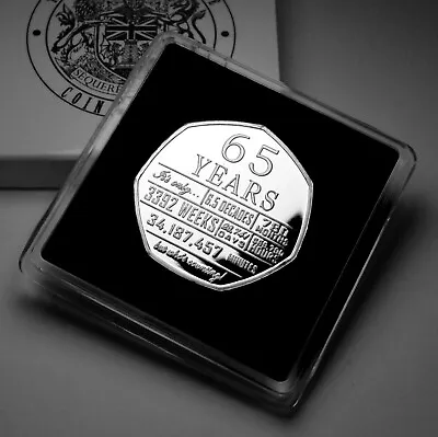 65th Birthday Silver Commemorative In Case. Gift/Present. 65 Years. Dad/Grandad • £10.99