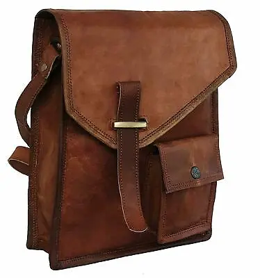 Mens Leather Shoulder Messenger 11  Tablet Brown Slim Bag • $35.99