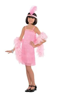 Girls Pink Flapper 1920's Childs Fancy Dress Charleston Gatsby 20s Costume • £9.99