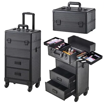  4 In 1 Large Makeup Trolley Beauty Case Nail Technician Cosmetic Storage Box UK • £79.95