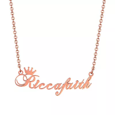 Personalised ANY NAME Necklace CUSTOM FONT Stainless Steel Pendant Chain Gift • £12.59