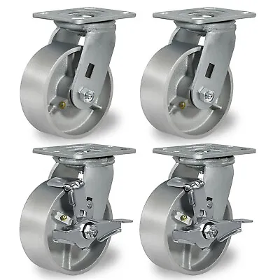 5 X 2  Heavy Duty Casters Semi Steel Cast Iron Wheels Capacity Up To 1000-4000LB • $119.99