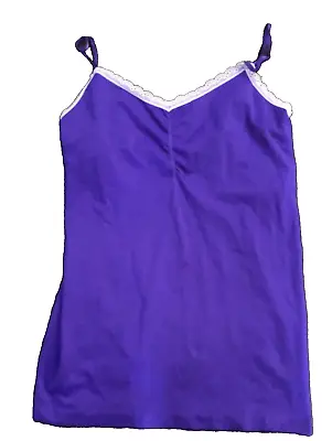 Victorias Secret Stretch Nylon Cami Tank Purple Lace Trim Adjustable Strap SZ XL • $15.99