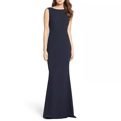 Katie May Vionnet Draped Back Crepe Gown Formal Dress In Black 2 Bridesmaid • $89.97