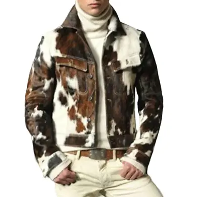 Men's Vintage Tricolour Genuine Cowhide Distressed Slim Fit Leather Jacket • $299.99