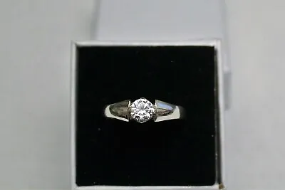 Silver 925 Ladies Ring 0.5Carat C Zirconia  UK Made 40 Sizes + Gift Bag • £17.99
