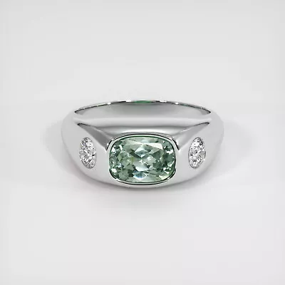 Montana Cushion Green Sapphire 18K White Gold Ring 1.71CT • $6145.60