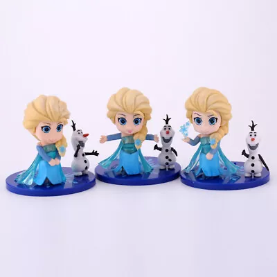 3pcs Frozen Princess Cake Toppers Elsa Olaf Figures Dolls Set Disney Toy Topper • £10.99