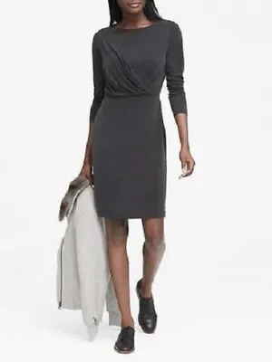 NEW Banana Republic Womens Sandwash Modal Twist-Front Wrap Grey Dress XL 16 $129 • $46.99