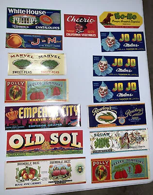 Wholesale Lot Of  15 Vintage Original Fruit Crate Labels Signs • $14.98