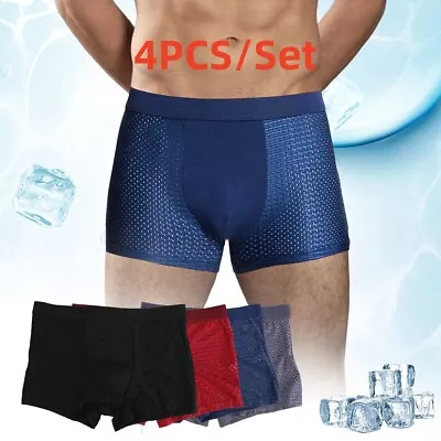 4 PACK For Men BambooWear Underwear Shorts Ice Silk Mesh Boxer Briefs Fo Men UK • £8.99