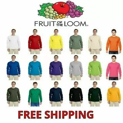 Fruit Of The Loom Men's 100% Cotton Long Sleeve T-Shirt S-3XL L/S Tee 4930 • $11.35