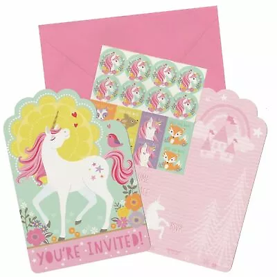 Unicorn Party Supplies Invites / Invitations (Pack 8) • $6.40