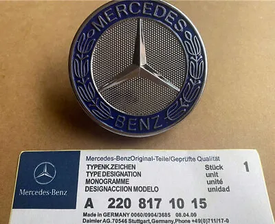 Blue Mercedes Benz 57mm Replacement Bonnet Emblem Sticker Badge C E S AMG Class • $19.99