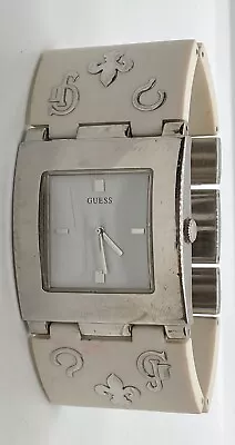 GUESS Ladies Watch New Battery Wide Panel Band Fleur De Lis Fits 6” Wrists Nice! • $18.90