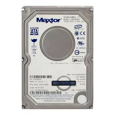 MAXTOR DiamondMax 17 160GB 7.2K 8MB SATA II 3.5'' 6G160E0 • £61.20