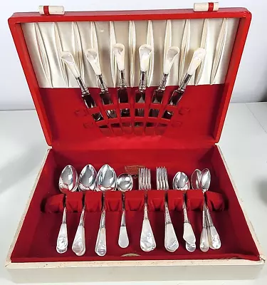 RARE VTG Sterling Silver/Stainless Mother Of Pearl Flatware Set 25pcs /6 Setting • $499.99
