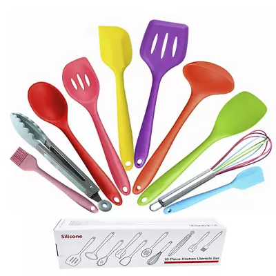 $30.99 • Buy 10Pcs Kitchen Silicone Cooking Utensils Heat Resistant Non-Stick Baking Tool