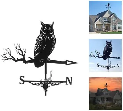 Yard Barn Weathervane Garden Roof Weather Vane Owl/Eagle Scene Craft Decor Metal • £13.55