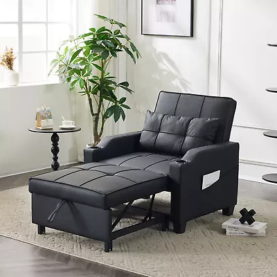 3-in-1 Convertible Sleeper Sofa Bed Pull Out Chair With USB Port & Cup Holder • $258.99