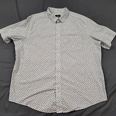 George Shirt Mens 2XL 50-52 Short Sleeve Button Up Polka Dot Collared Gray • $12.74