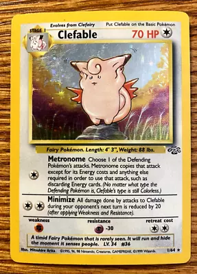 Pokémon TCG Clefable Jungle 1/64 Holo Unlimited Holo Rare • $16