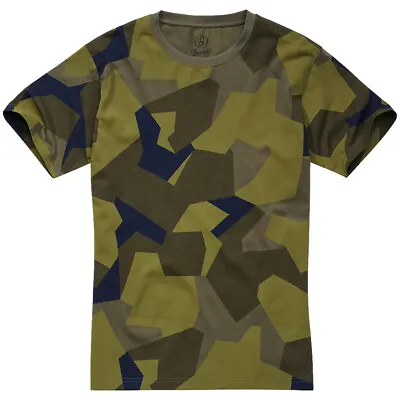 Brandit T-shirt Cotton Top Casual Tactical Mens Hunting Swedish Camo M90 Camo • $37.35