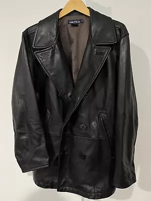 Nautica Genuine Leather Vintage Peacoat Size 40 VTG Excellent Condition • $499.99