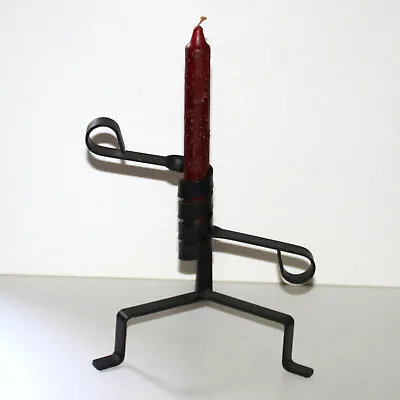 Large Courting Candle Holder Black Iron Primitive Spiral Farmhouse Colonial • $17.99