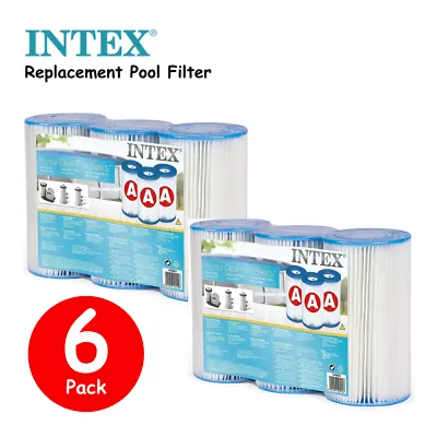 Intex Type A Pool Filter Pump Water Cleaner Cartridge Replacement Pack Of 6 • $51.88