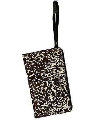 Michael Kors Jet Set Travel Large Brown And Cream CalfHair Wristlet Clutch • $39