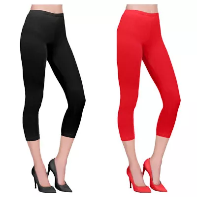 Adult Ladies Footless CapriBallet DanceGymnastics Stretchy 3/4 Cotton Leggings • £8.49