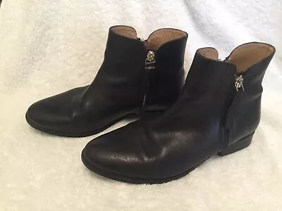  Country Road Black Leather Double Side Zip Ankle Flat Boots Size: 38 Gc  • $50