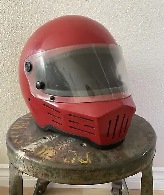 Vintage Simpson Bandit Red Motorcycle Racing Helmet With Shield 7 1/8 Snell Bell • $200