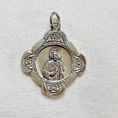 Old Vintage Sterling Siver Bright Etched Border St. Jude Medal • $65