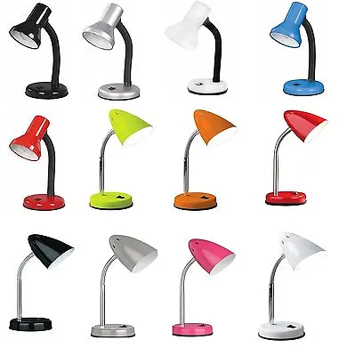 £9.90 • Buy Flexi Flexible Neck Table Desk Lamp Home Bed Side Night Reading Light With Bulb