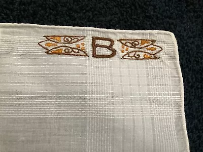 VINTAGE Monogram Initial B Premium Handkerchief Mens 17 X17  • $12.42