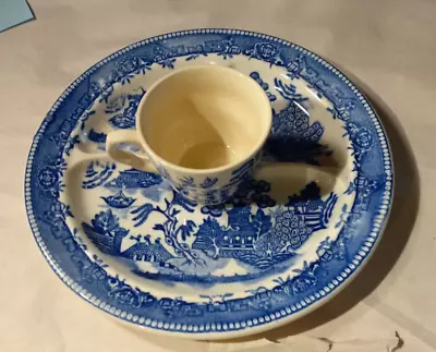 Blue Willow Divided Grill Plate 11  MORIYAMA Japan: Coffee Cup Blue Willow. • $14.99