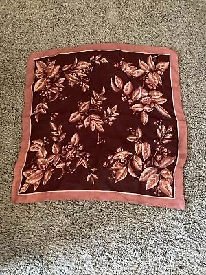 Vintage Womens Scarf 25” Square Brown  Rust  Pink Floral • $6.99