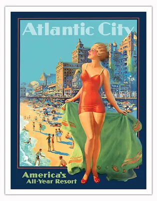 Atlantic City - America’s All-Year Resort - Vintage Travel Poster By Eggleston • $12.98