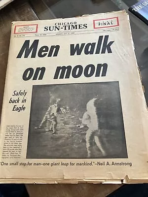 Rare Men Walk On Moon Chicago Sun-times Newspaper • $12